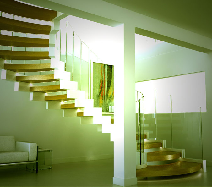 Spirálové schodiště Cobra lze libovolně modifikovat dle vkusu klienta.